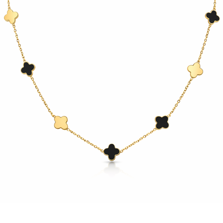 “Lucky Duo” Clover Necklace – 14k Solid Gold