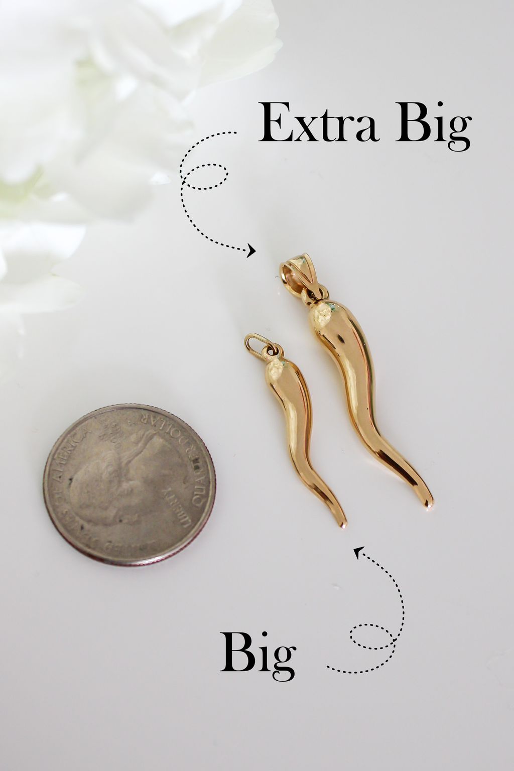 “ Italian Cornicello” Pendant - 14k Or 10K Gold