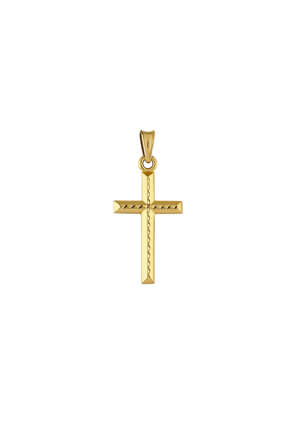 “Diamond-Cut Cross” Pendant – 14k Solid Gold