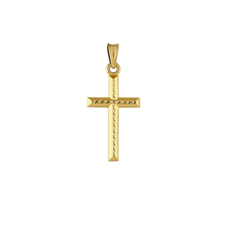 “Diamond-Cut Cross” Pendant – 14k Solid Gold