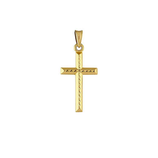 “Diamond-Cut Cross” Pendant – 14k Solid Gold