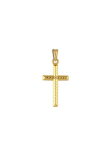 “Diamond-Cut Cross” Pendant – 14k Solid Gold