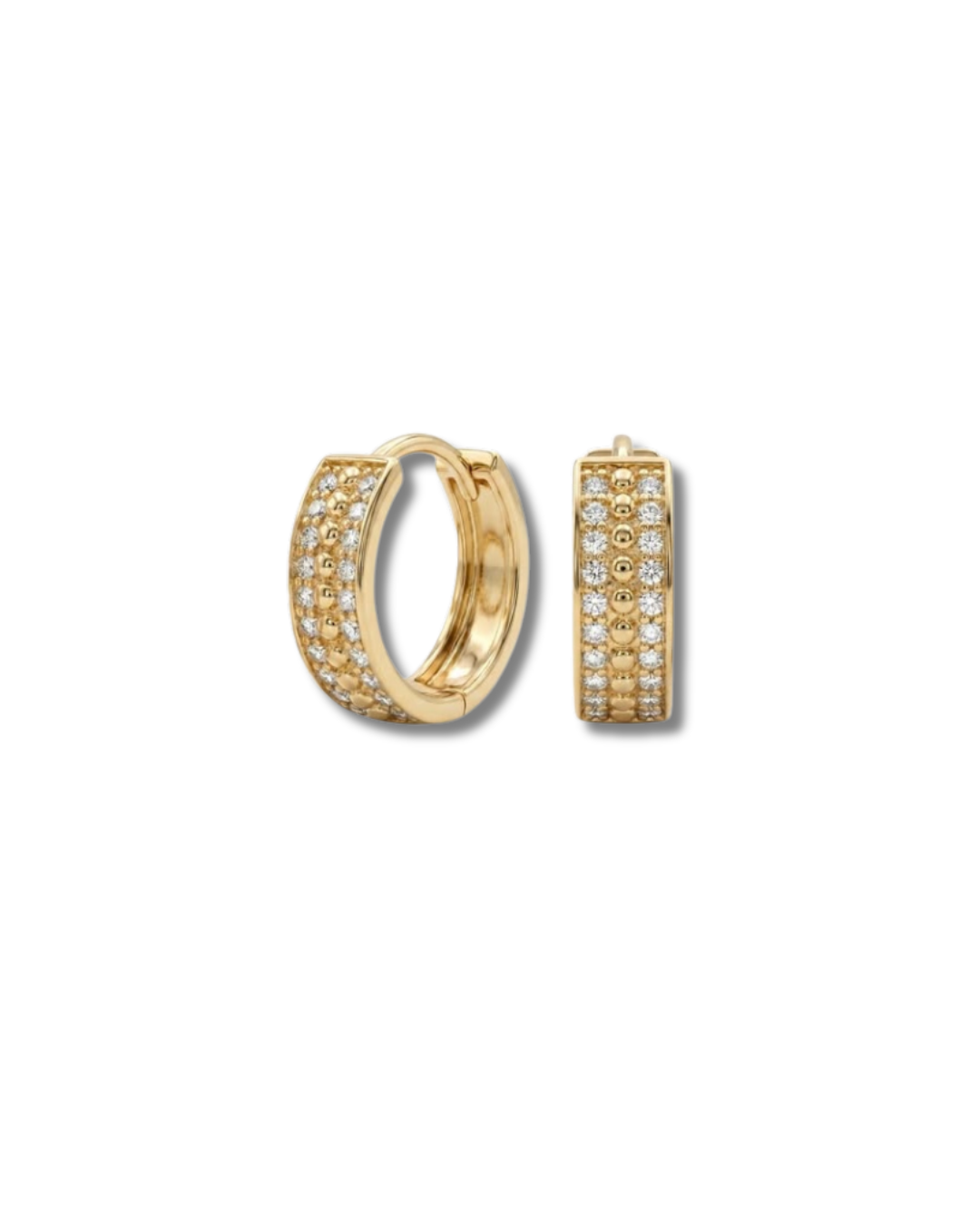 "Square & Round CZ Huggie" Earrings - 14k Gold