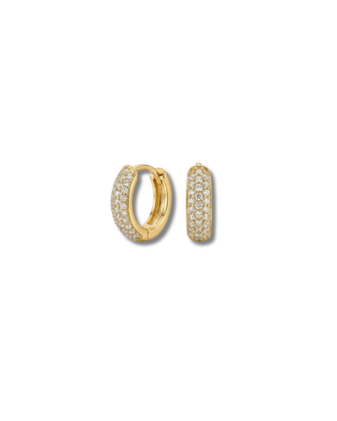 "Square & Round CZ Huggie" Earrings - 14k Gold