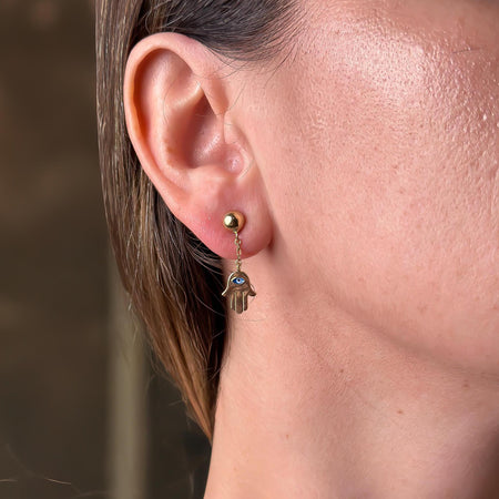 “Hamsa Eye” Earrings - 14k Gold
