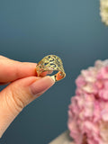 Filigree Leaves Ring- 14k Solid Yellow Gold