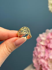 Filigree Leaves Ring- 14k Solid Yellow Gold