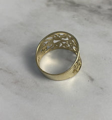 Filigree Leaves Ring- 14k Solid Yellow Gold