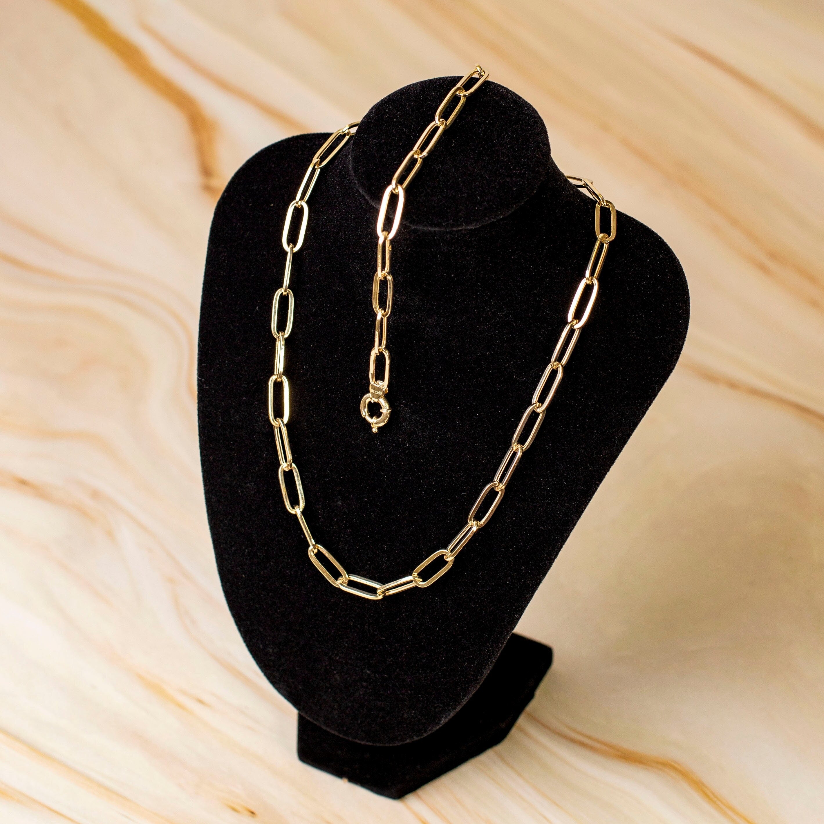 “Flat Paperclip” Chain - 14k Gold