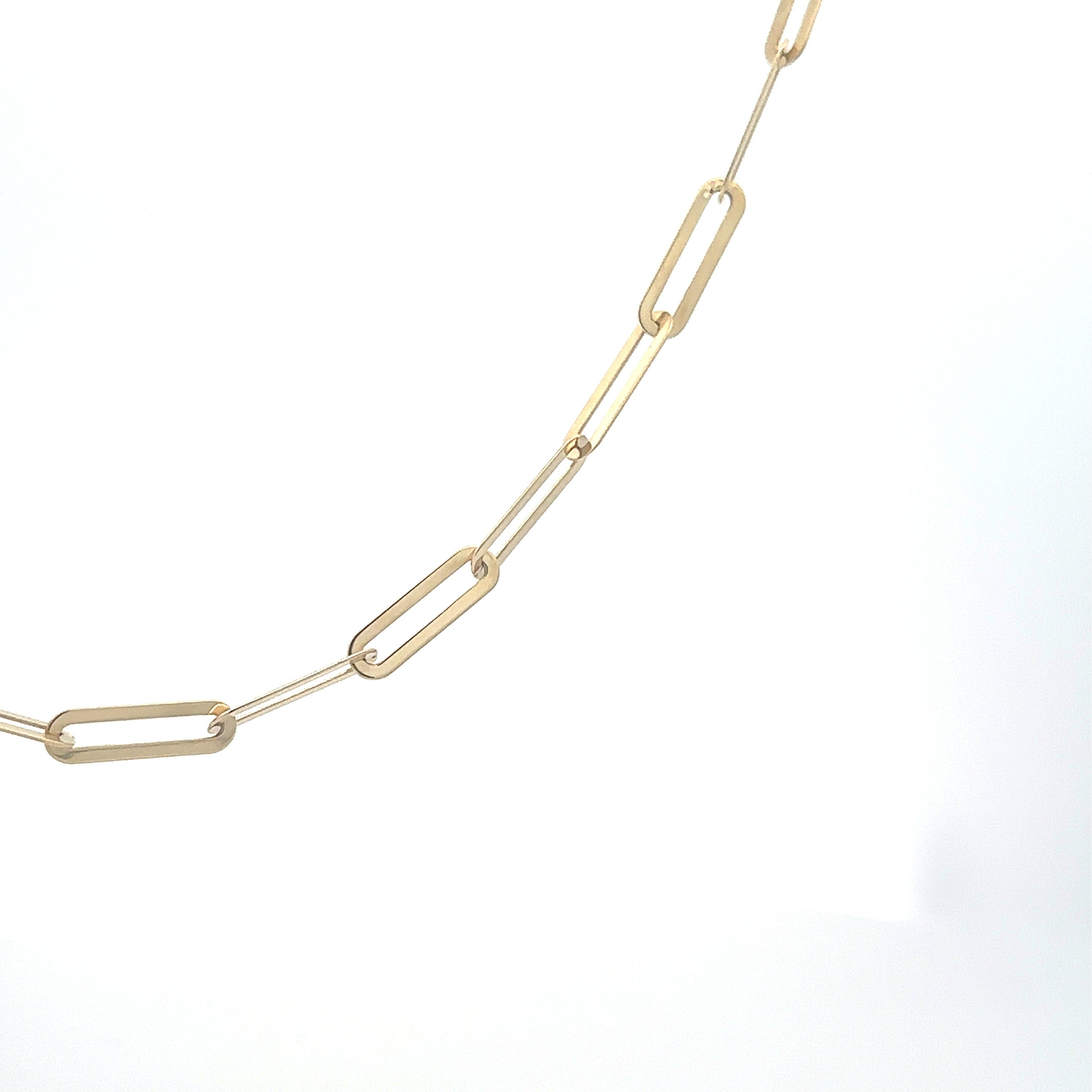 “Flat Paperclip” Chain - 14k Gold