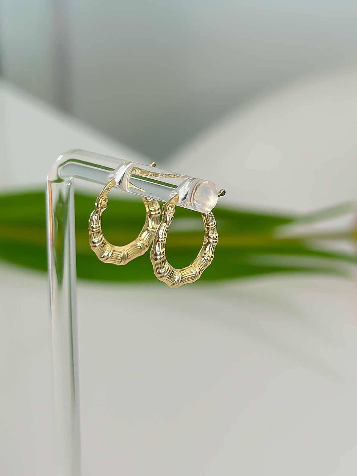 “Mini Bamboo Hoops” – 10k or 14kSolid Gold