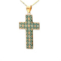 “Painted Cross” Charm – 14k Solid Gold