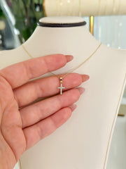 14k Gold Cubic Zirconia Cross Pendant Necklace