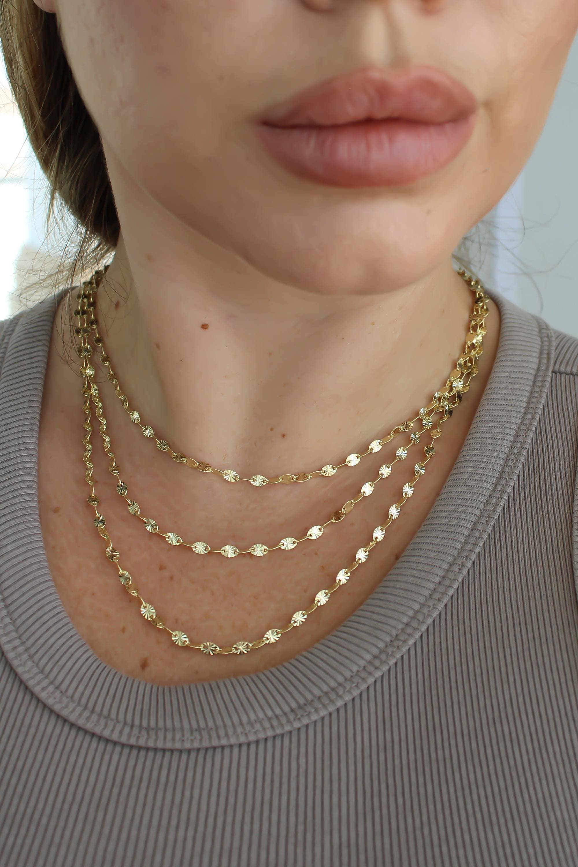 “Sun Oval” Chain - 14k Gold