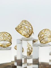 Filigree Leaves Ring- 14k Solid Yellow Gold