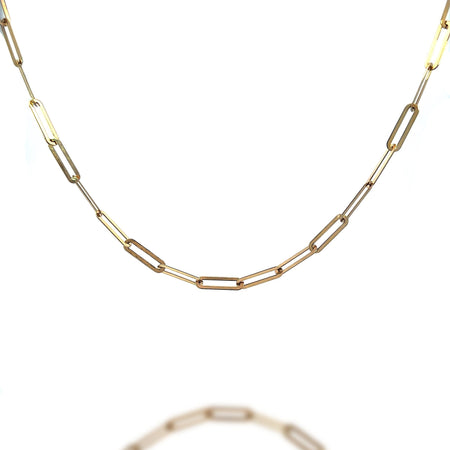 “Flat Paperclip” Chain - 14k Gold