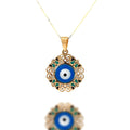 “Evil Eye Bloom” Pendant – 14k Solid Gold
