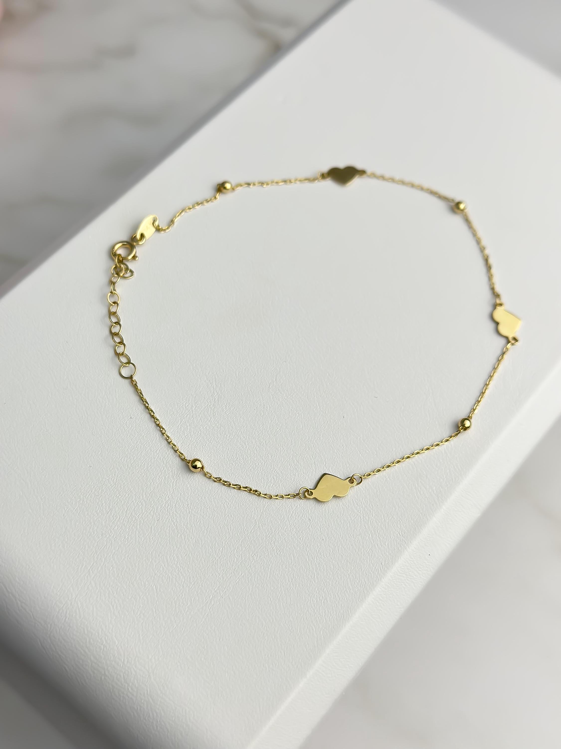 “Golden Heart” Anklet - 14k Gold