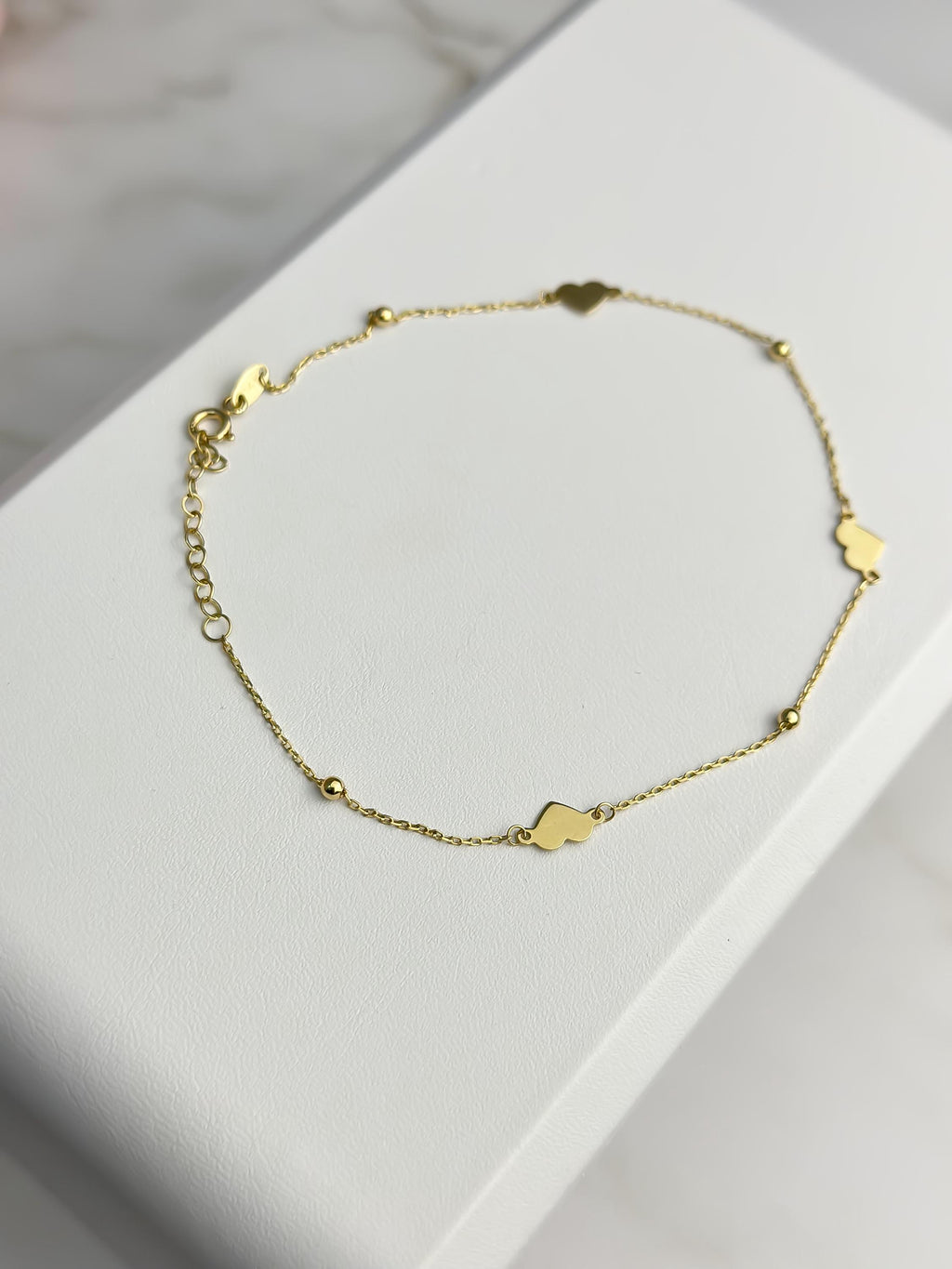 “Golden Heart” Anklet - 14k Gold