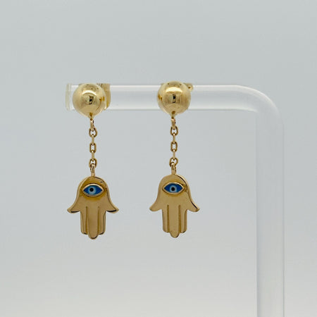 “Hamsa Eye” Earrings - 14k Gold