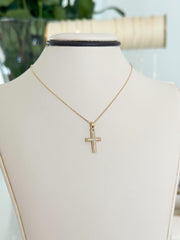 14k Gold Cubic Zirconia Cross Pendant Necklace