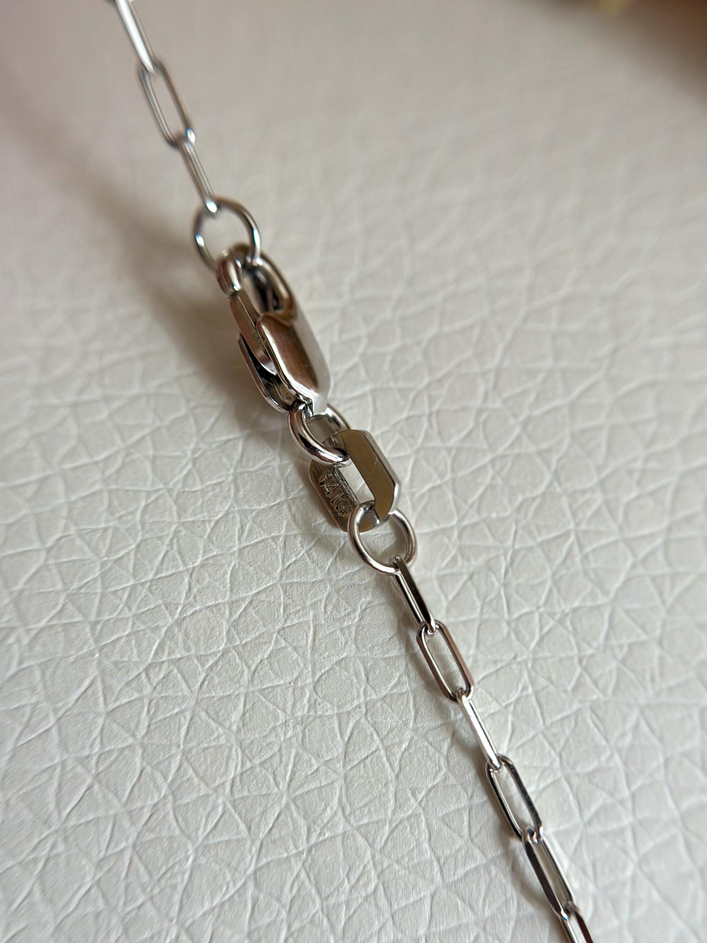 “Snow Paperclip” Chain – 14k White Gold