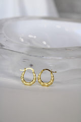 “Mini Bamboo Hoops” –  10k or 14kSolid Gold