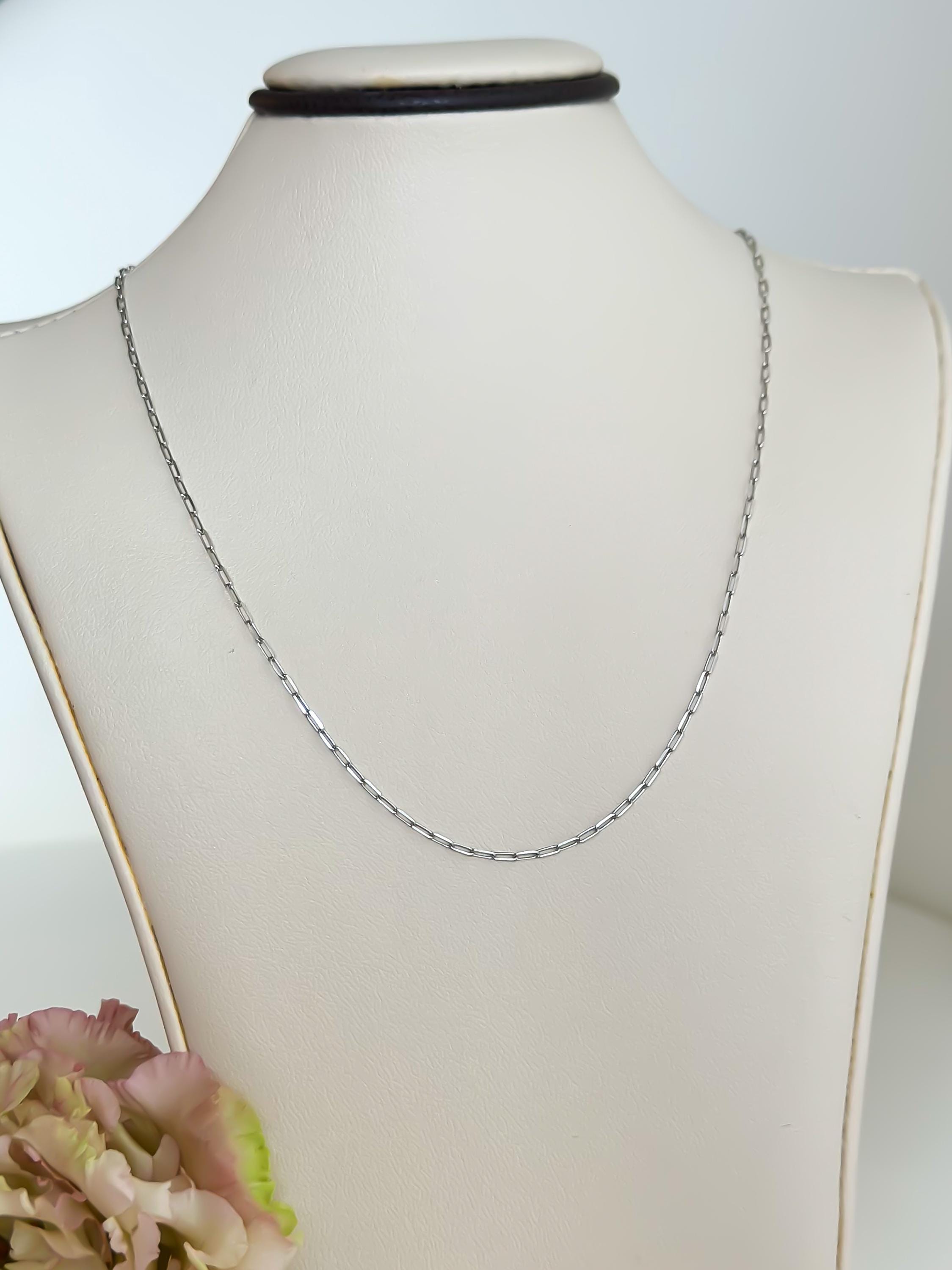 “Snow Paperclip” Chain – 14k White Gold