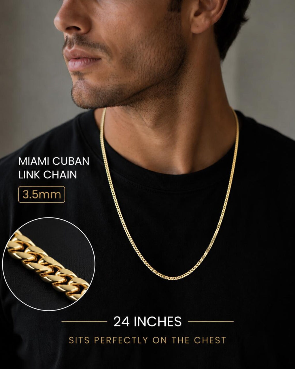 "Cuban Link" Chain Necklace - 14k Solid Gold