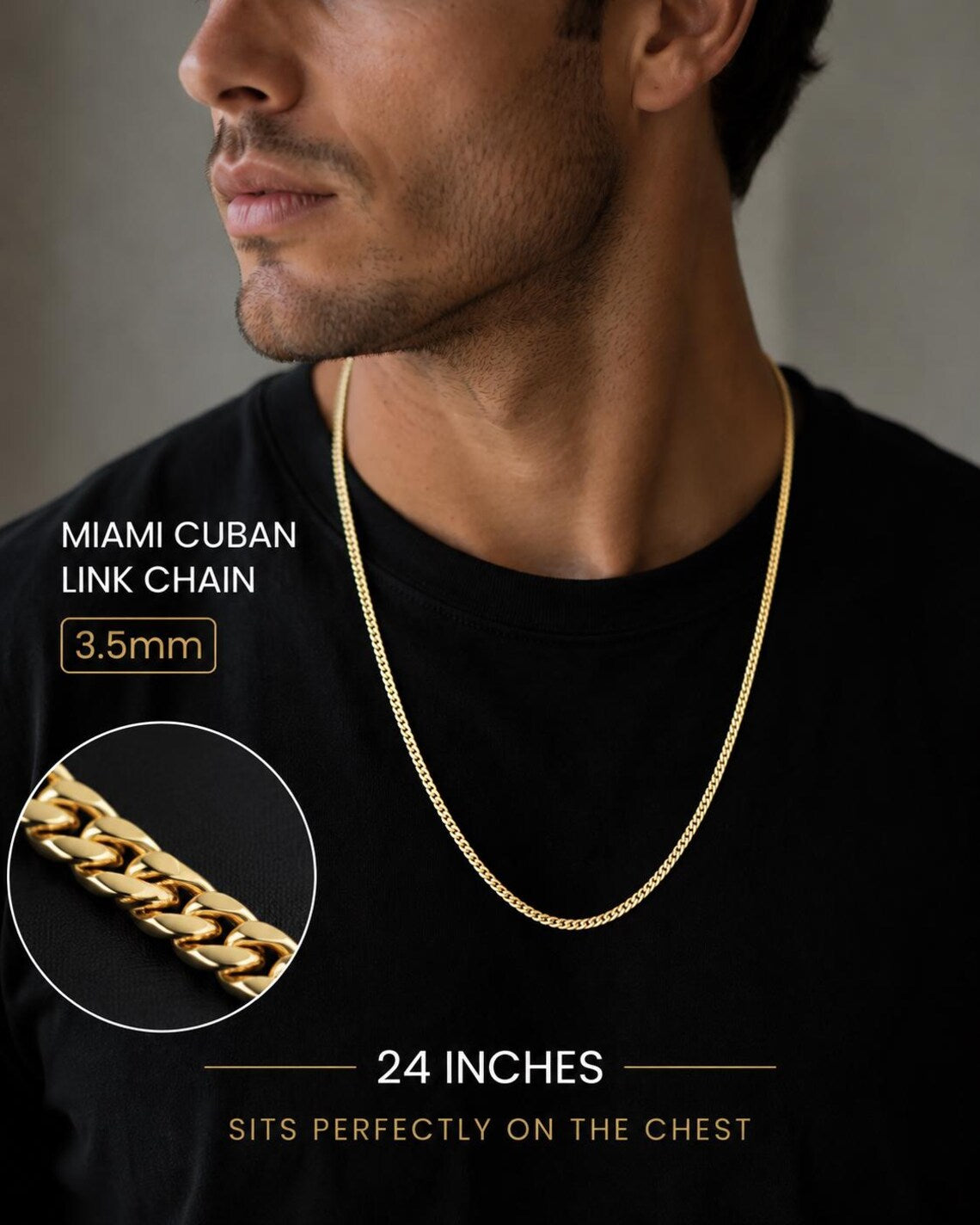 "Cuban Link" Chain Necklace - 14k Solid Gold