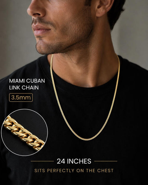 "Cuban Link" Chain Necklace - 14k Solid Gold