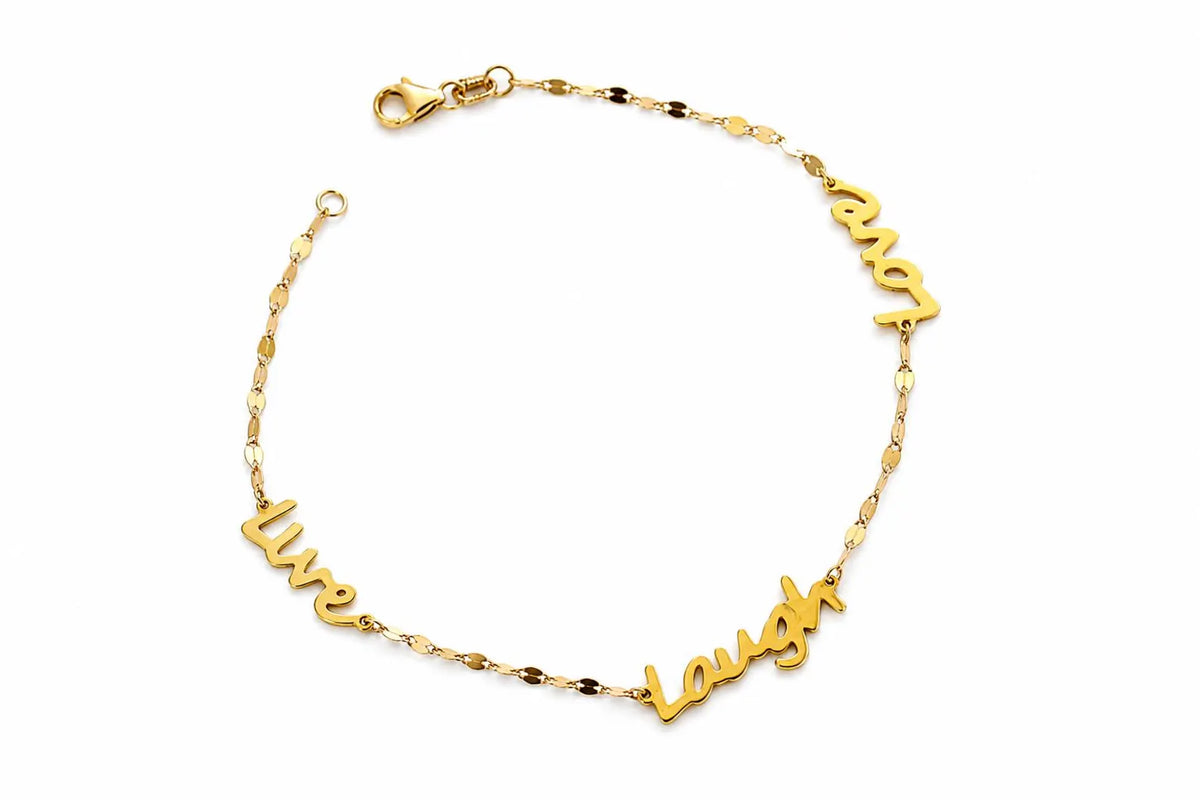 "Live Laugh Love" Bracelet - 10k Gold