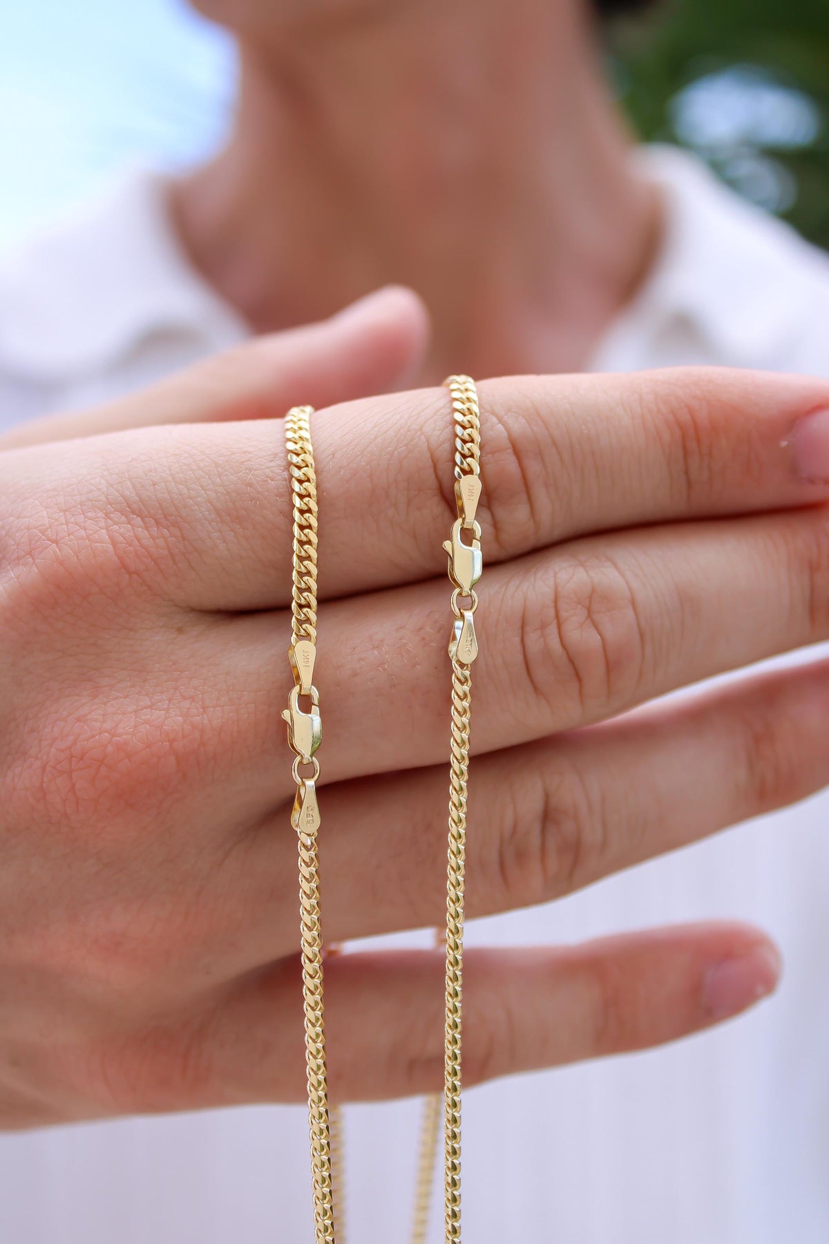 2.5mm solid gold Miami Cuban link chain necklace