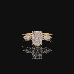 “Golden Cushion” Engagement Ring – 1.04 CT Lab Diamond