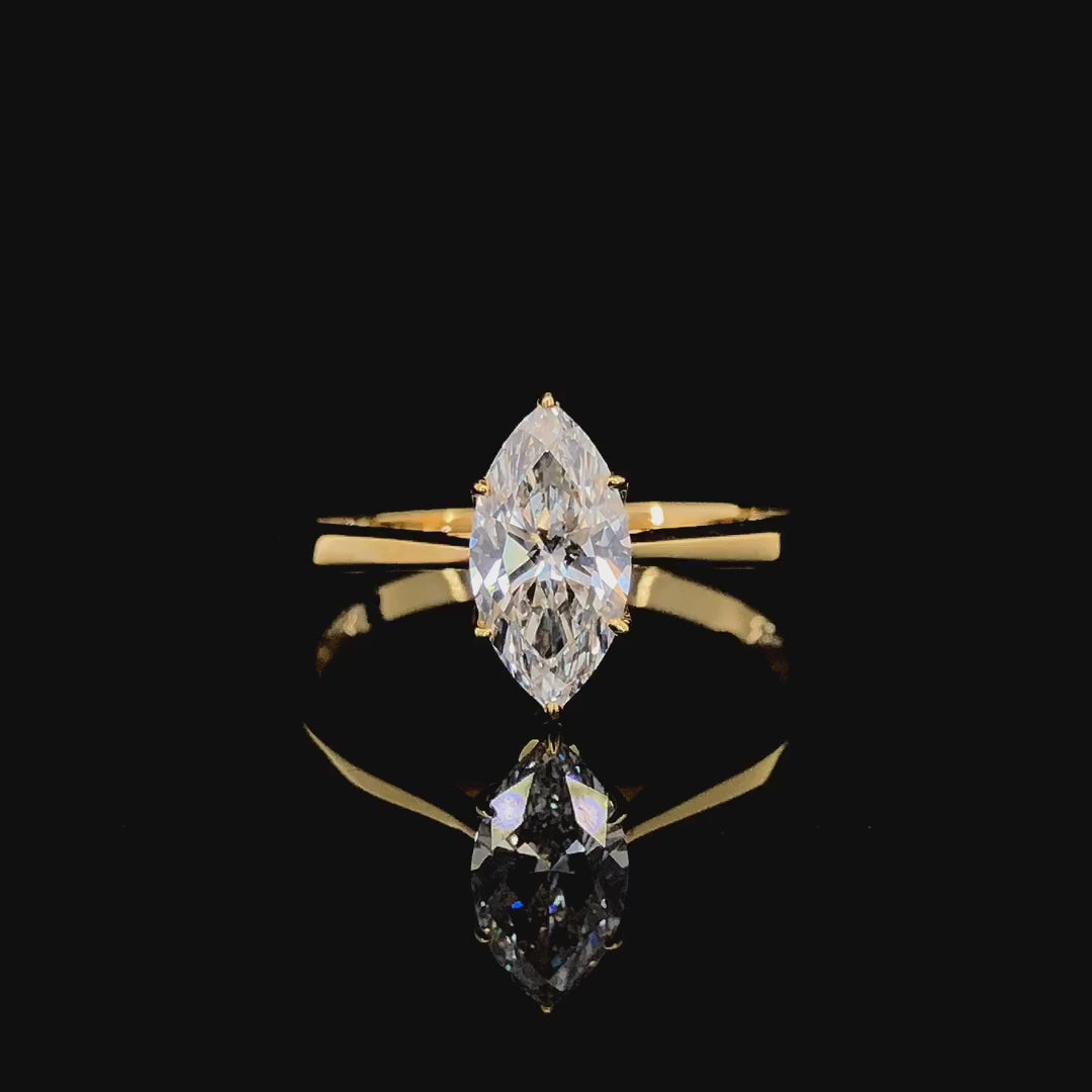 “Signature Marquise” Engagement Ring – 1 CT or 2 CT Lab Diamond